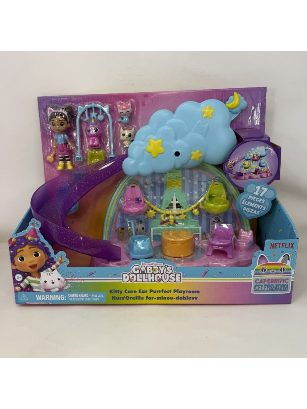 Gabby's Dollhouse Kitty Care Ear Purrfect Playroom Playset With 4 Figures New